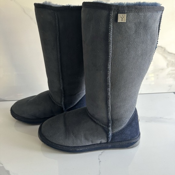 EMU Australia Stinger Tall Sheepskin Boots Women's Size 10 Blue Suede Winter - Picture 1 of 16
